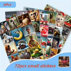72pcs Italian Brainrot Animals Stickers, Waterproof Vinyl Decals