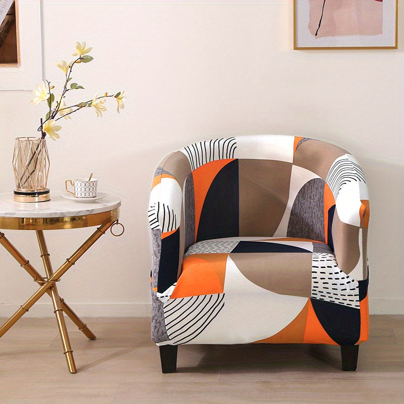 Stretch Club Chair Slipcover Geometric Pattern
