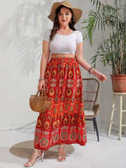  Boho Skirt Womens Paisley Floral Print Elastic High R