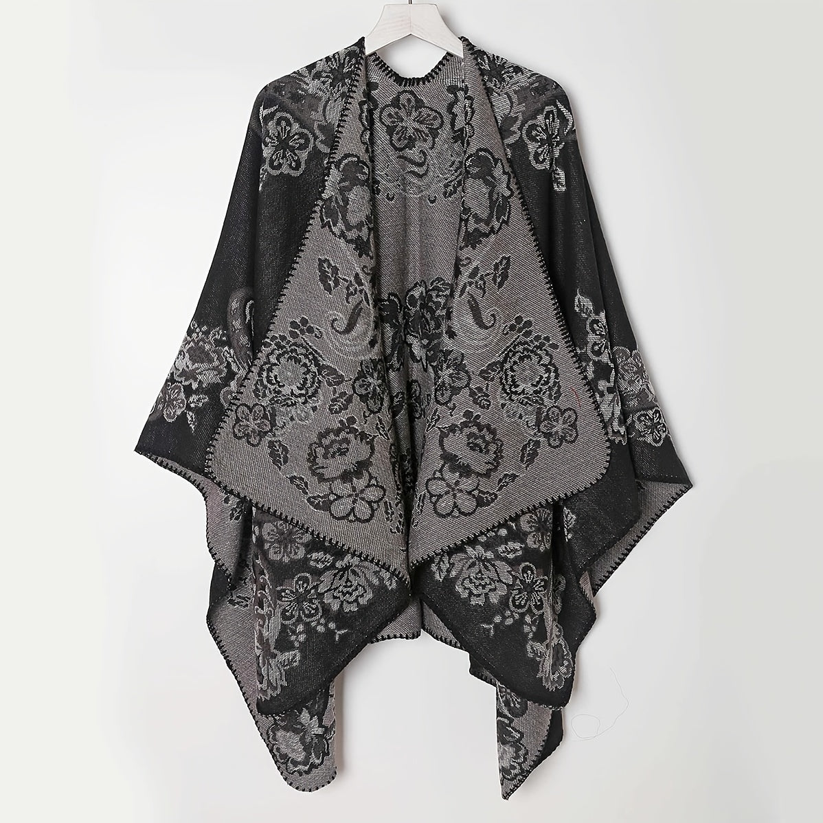 Flower Print Shawl Plaid Long Warm Winter Clothes Shawl Coldproof