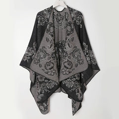 Flower Print Shawl Plaid Long Warm Winter Clothes Shawl Coldproof
