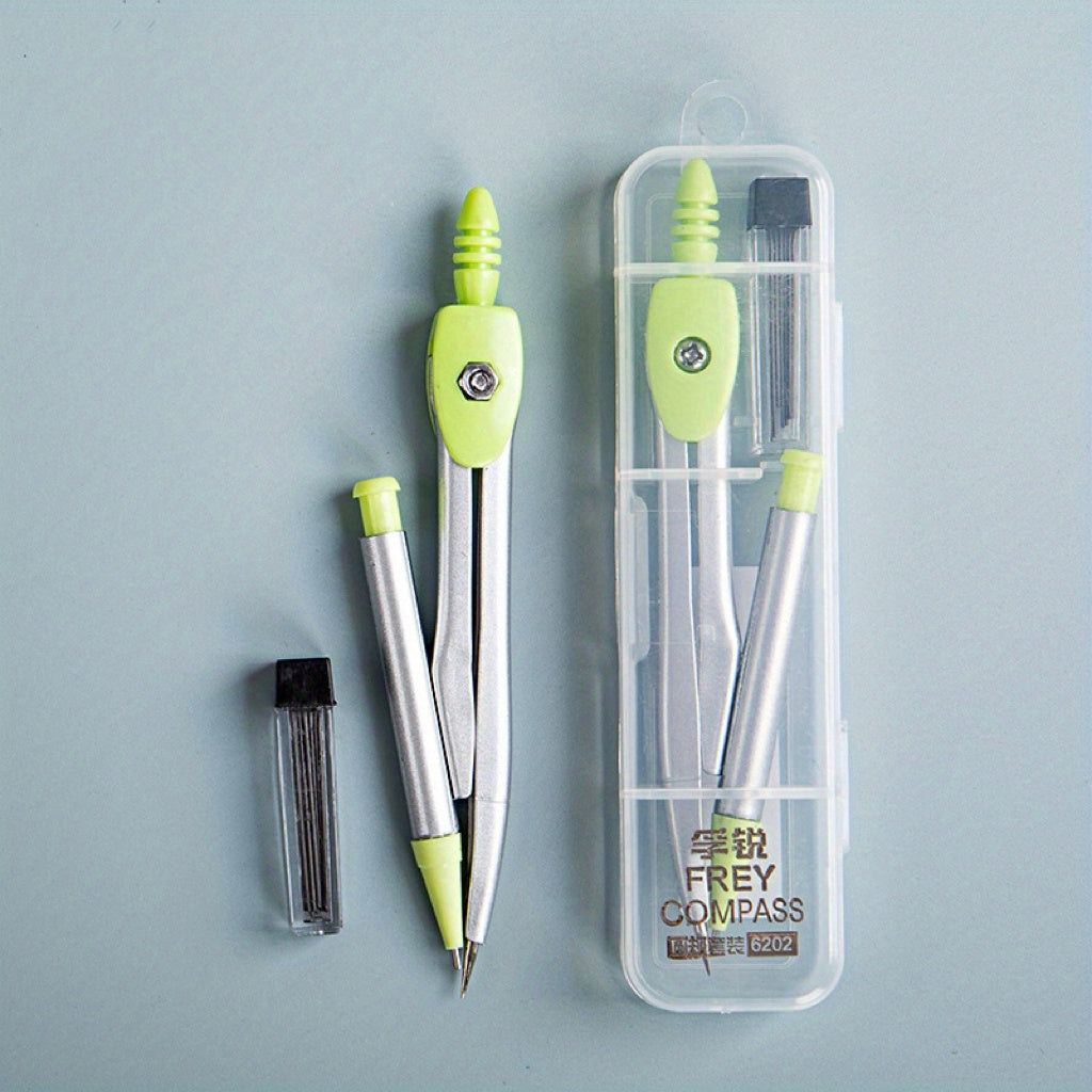 7-Piece Geometry Set for Students with Round Gauge, Ruler, and Box