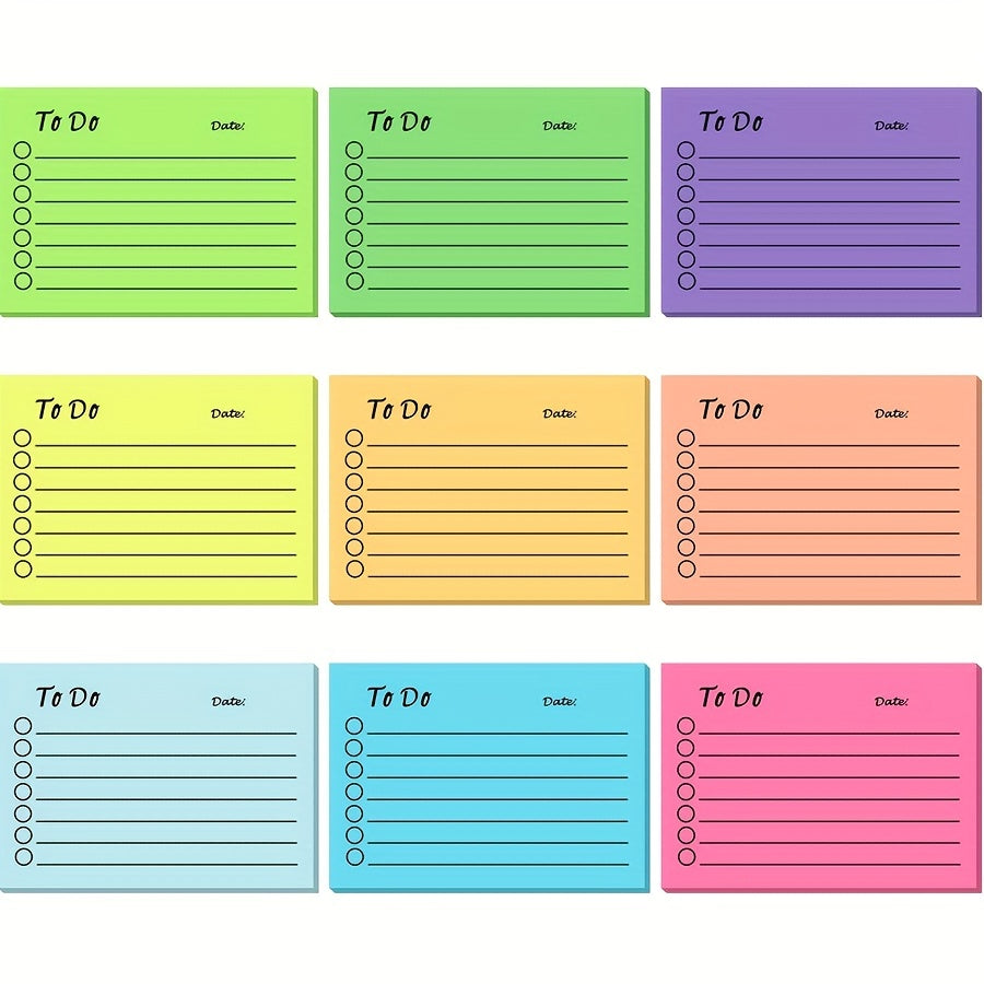 50pcs Fluorescent Sticky Notes Set, 450 Date Memo Pads, Office Stickers