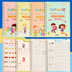 4 Pack Handwriting Exercise Books with Grooved Pages & Pen Set