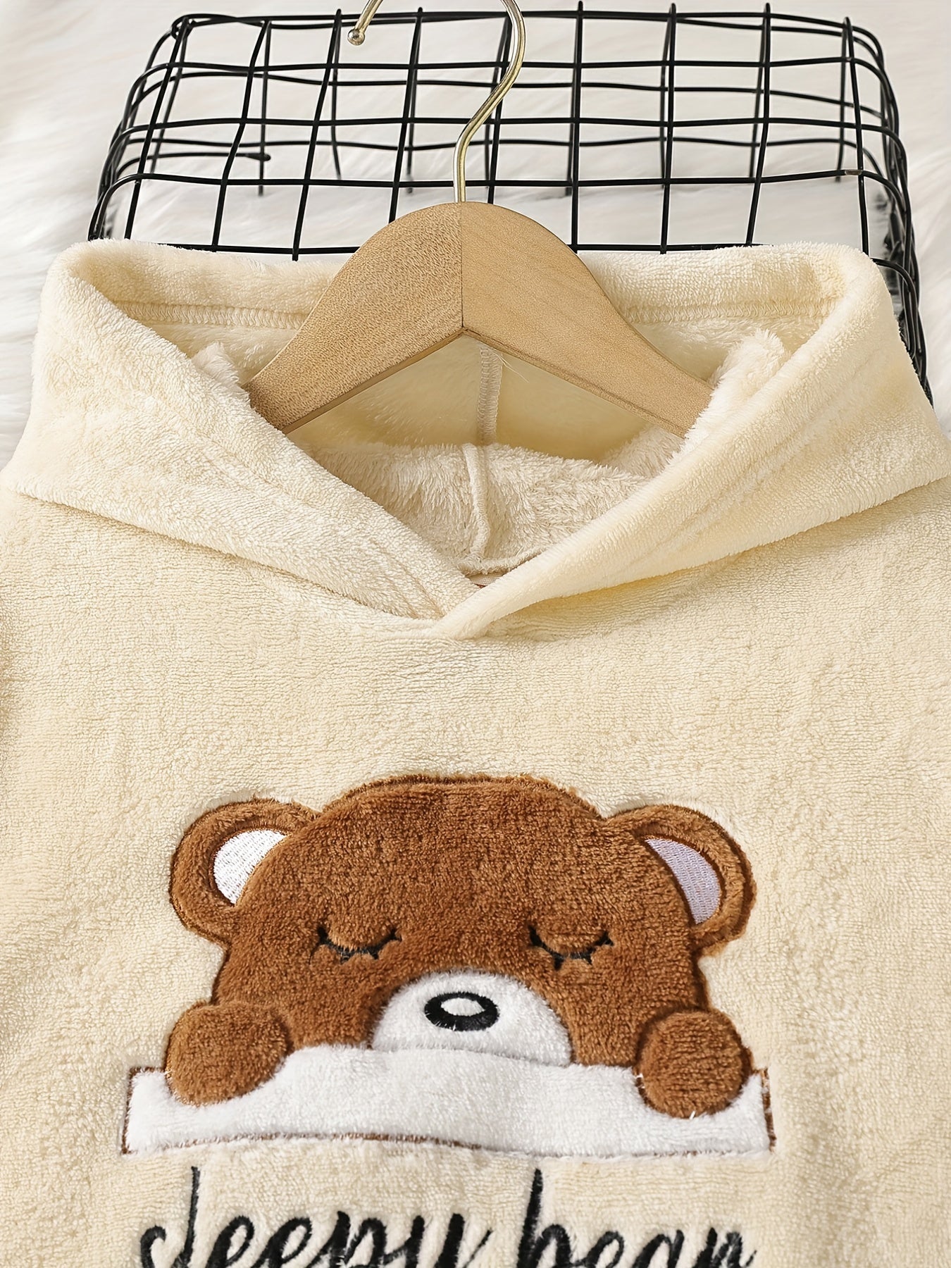 Kids 2pcs SLEEPY BEAR Flannel Pajamas Fleece Set