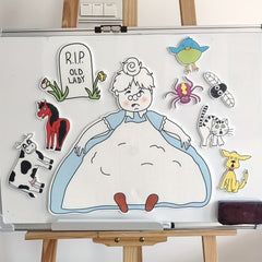 Red Felt Storytelling Pieces 'Old Lady Who Swallowed a Fly'
