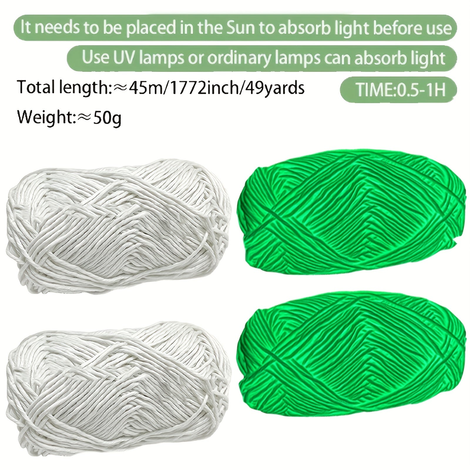 50g Glow In The Dark Yarn Crochet Fluorescent Luminous Scrubby Thread