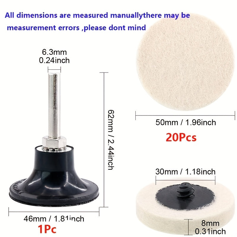 9pcs Wool Fabric Buffing Pads Wheels Disc Holder Set