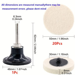 9pcs Wool Fabric Buffing Pads Wheels Disc Holder Set