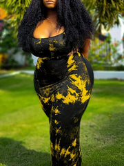  Tie Dye Cut Out Bodycon Dress