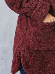 Fuzzy Teddy Coat Button Up Warm Outerwear