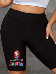 Women's Plus Graphic Print High Rise Shorts