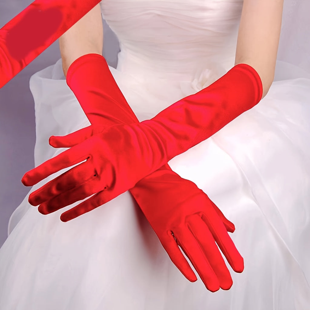 Baroque Style Wedding Gloves Long Mid Length Bridal Performance Gloves Red