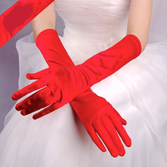 Baroque Style Wedding Gloves Long Mid Length Bridal Performance Gloves Red