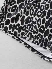  Leopard Print Cut Out Halter One Piece Swimsuit