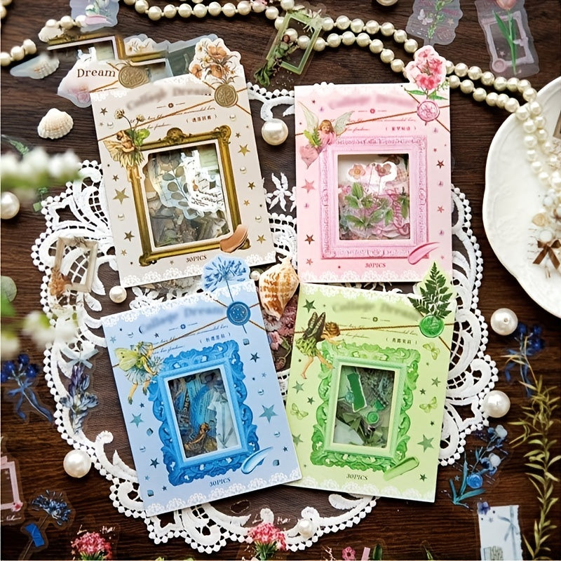 30pcs Eye-catching Craft Stickers for Journal Book Decoration PET Material