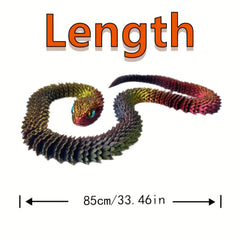 3D Printed Jointed Snake 33in Hinge Joint Hand Painted Animal Statue