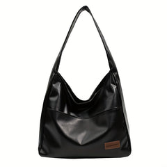 Retro Casual Hobo Bag Large Capacity Solid PU Shoulder Bag Women's Tote Bag