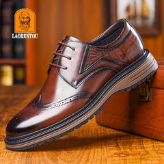 LAORENTOU Men's Brogue Leather Dress Shoes Lightweight Formal Shoes