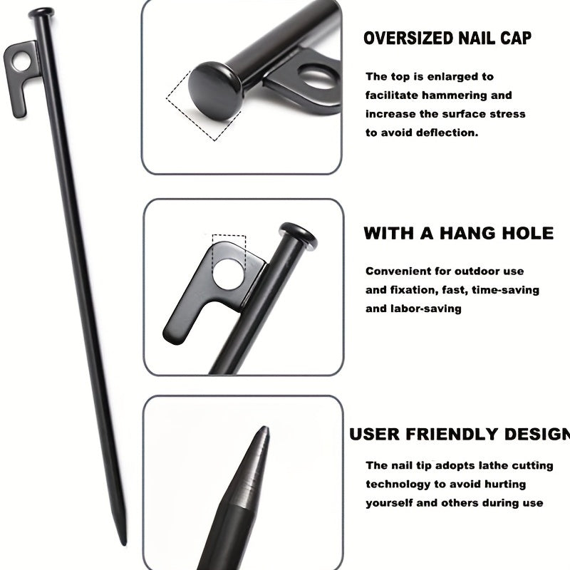 4pcs Steel Tent Nails Heavy Duty Awning Stakes - Outdoor Hiking Gardening Canopy