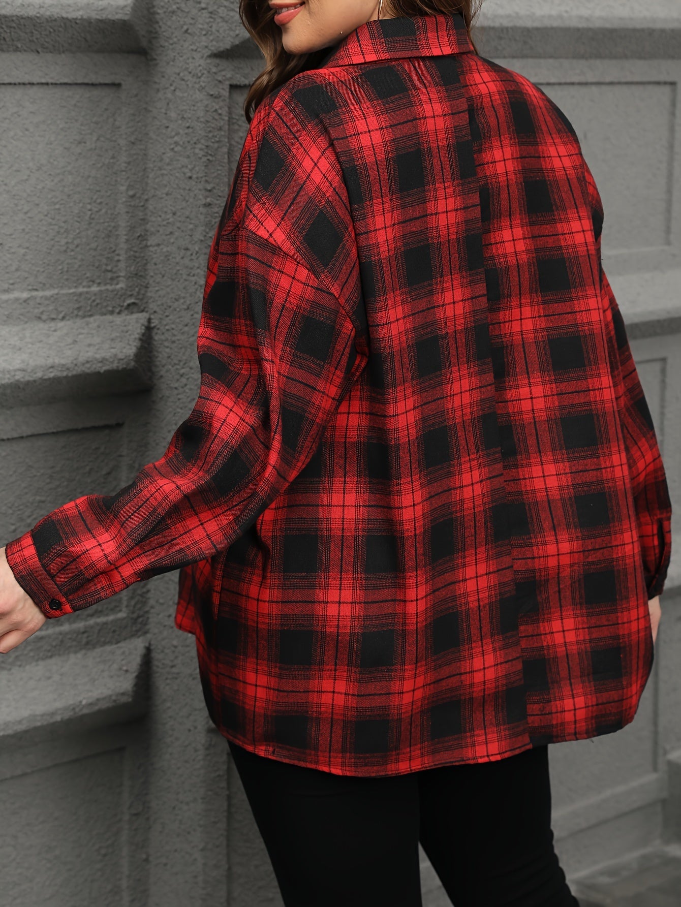  Plaid Print Long Sleeve Button Up Shirt