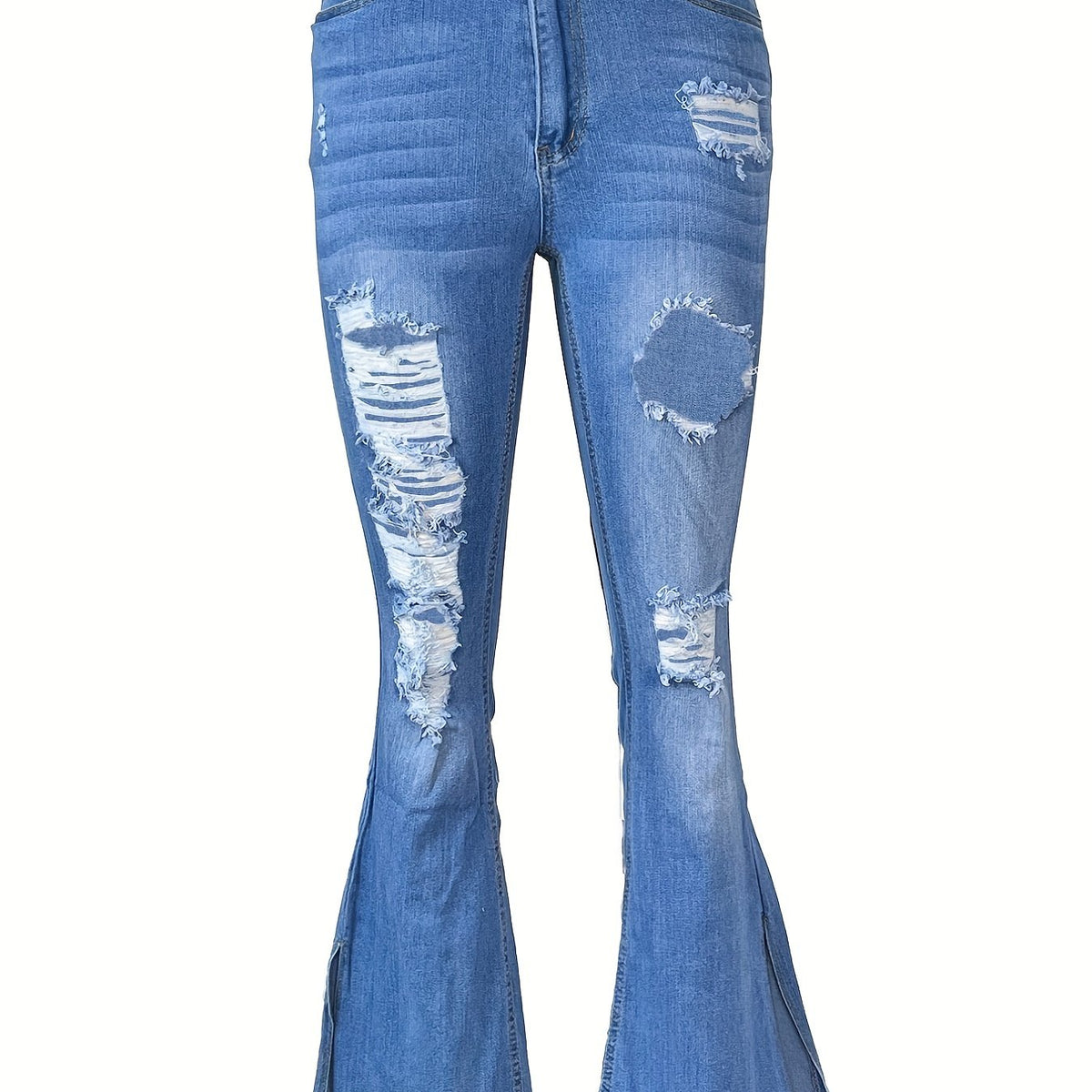 Casual Washed Split Long Pants Flared Jeans Women's Denim