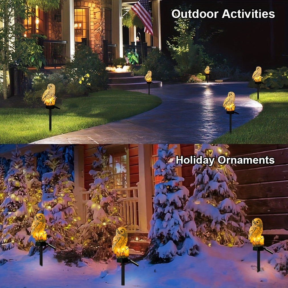 1pc Solar Garden Lights Owl Waterproof Warm LED Solar Post Lights