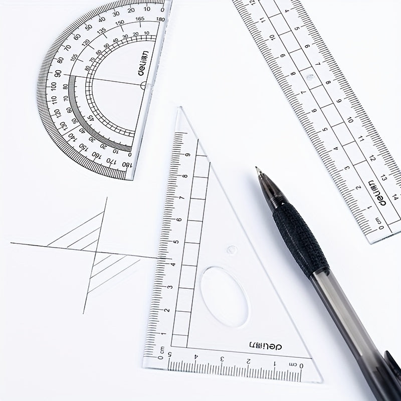 Drafting Set w/ Storage Box, Mechanical Pencil, Rulers, Protactor, Compass