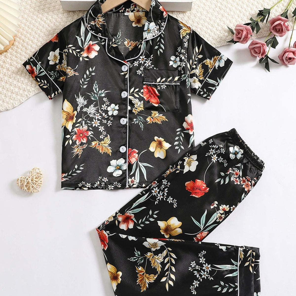 2pcs Girls Printed Loungewear Set