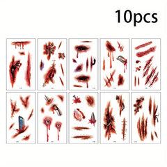 10pcs Halloween Scar Tattoo Stickers for Decoration Props