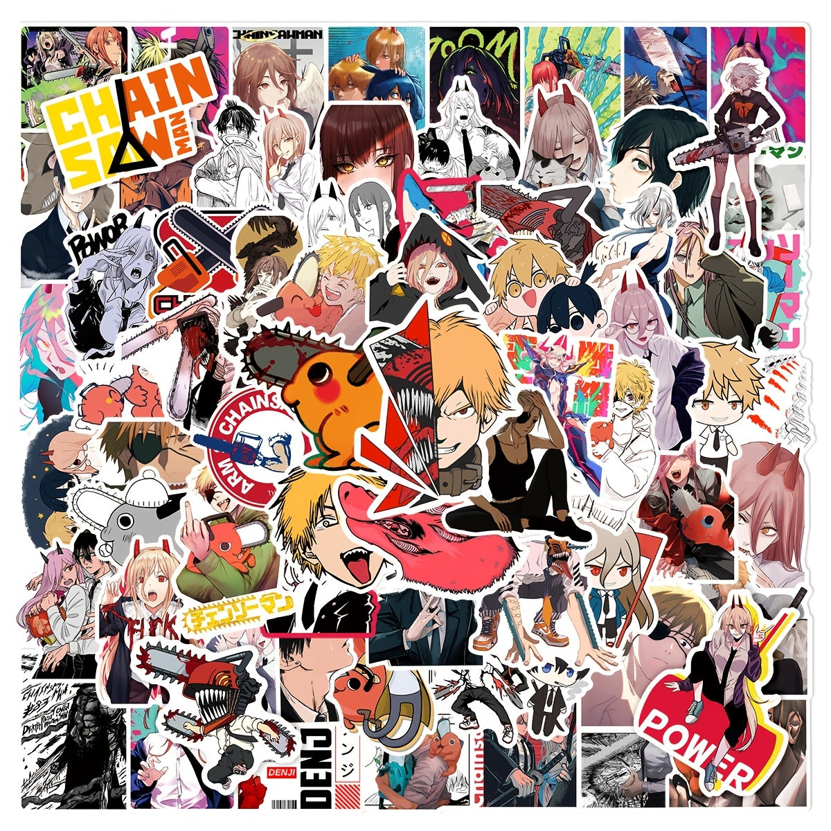 100 PCS CHAINSAW MAN Graffiti Stickers - Waterproof PVC Stickers