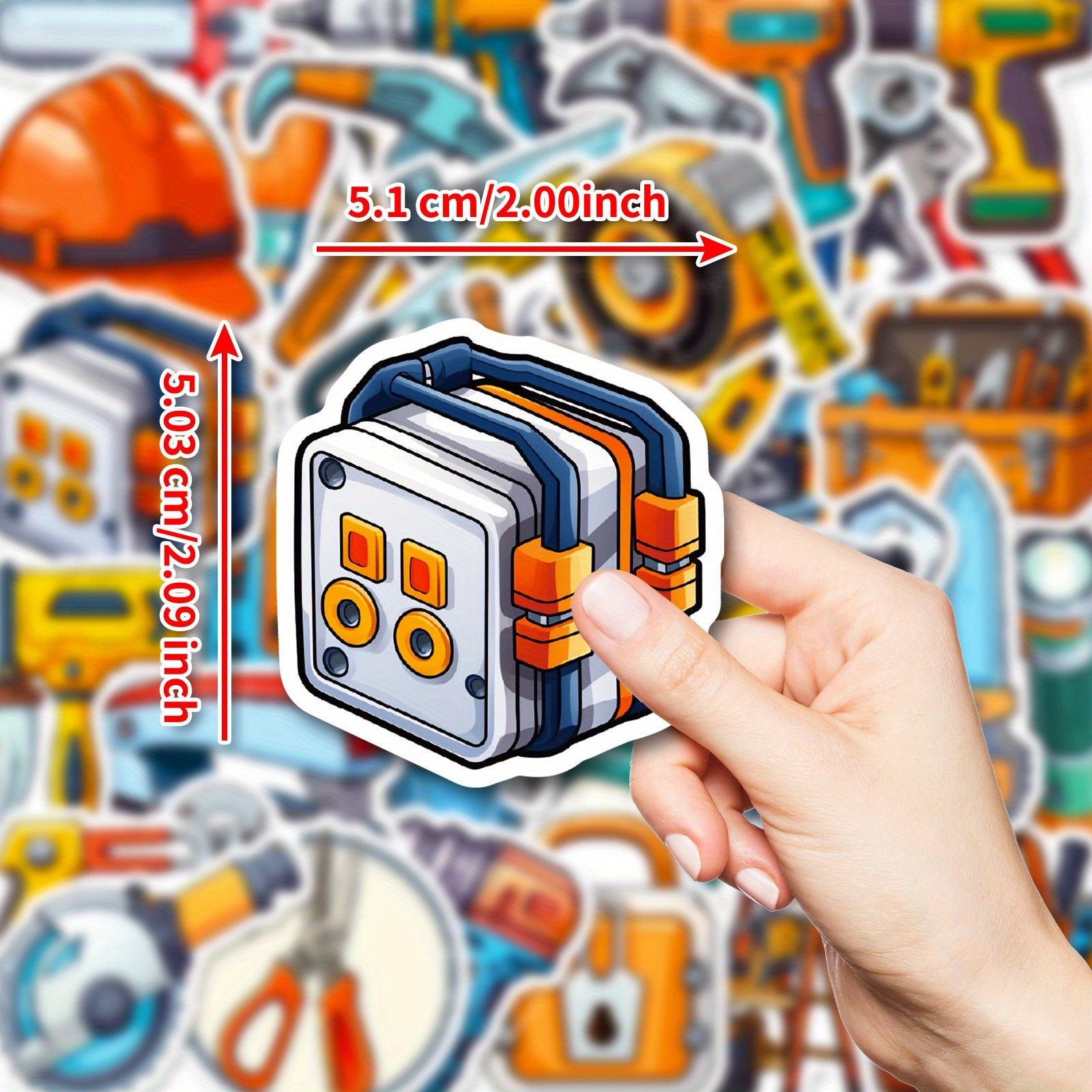 50pcs Cartoon Tool Stickers for Water Bottles Laptops DIY Craft Scrapbooks