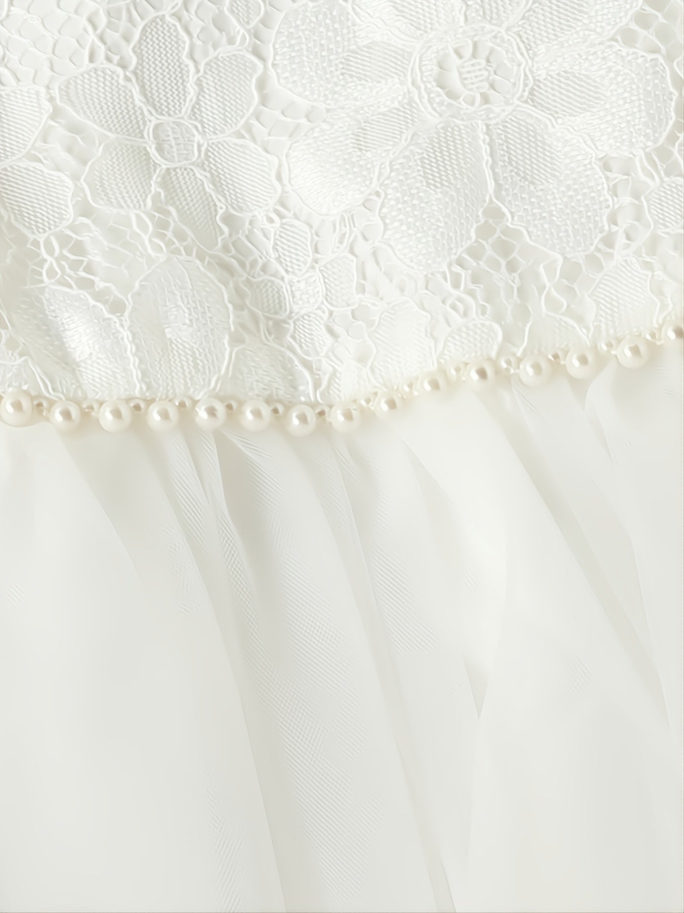Girls' Solid Lace Patchwork Mesh Dress