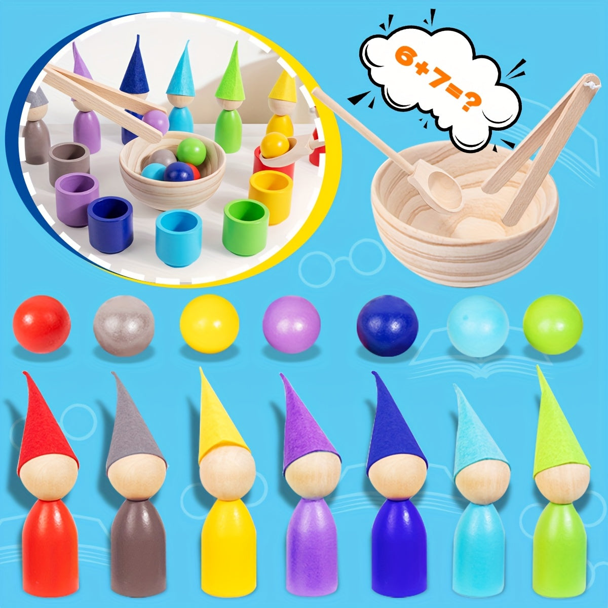 Educational Wooden Rainbow Matching Game for Preschoolers