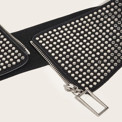 Elastic Zipped Waist Belt Punk Y2K Corset Studded Belt
