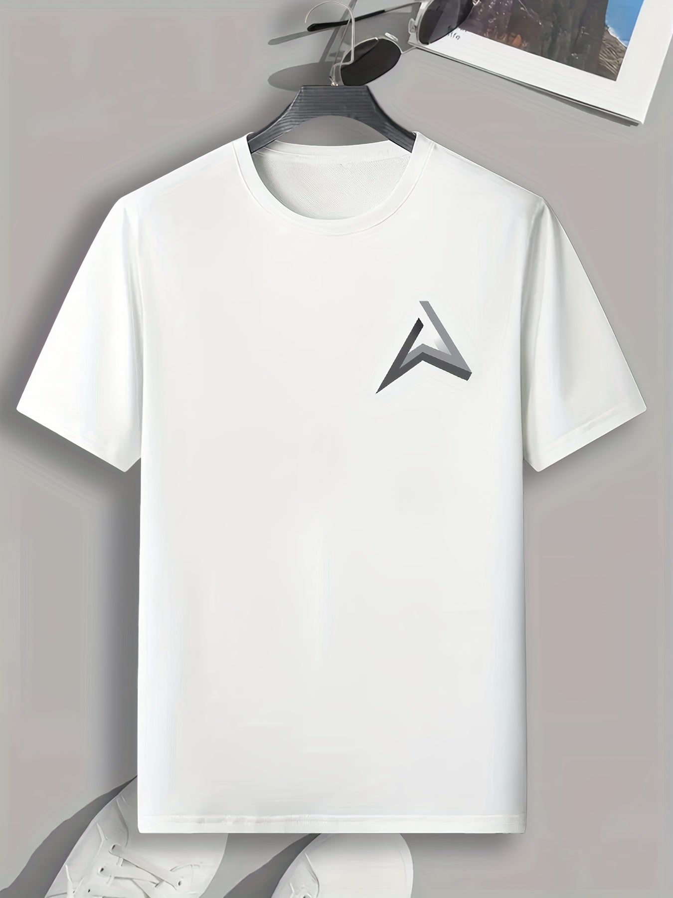 Geometry Print Men's Comfy T-shirt for Outdoor Summer