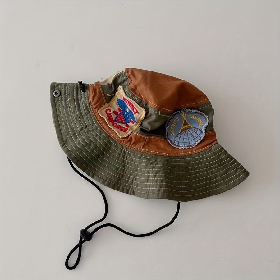 Dark Green Colorblock Bucket Hat Double-sided Sun Hat