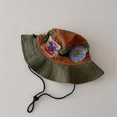 Dark Green Colorblock Bucket Hat Double-sided Sun Hat