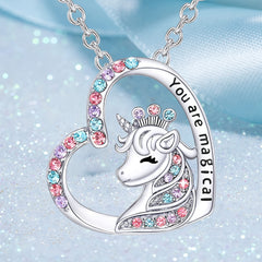 Girl Magical Lucky Unicorn Necklace Earrings Set Kids Accessories