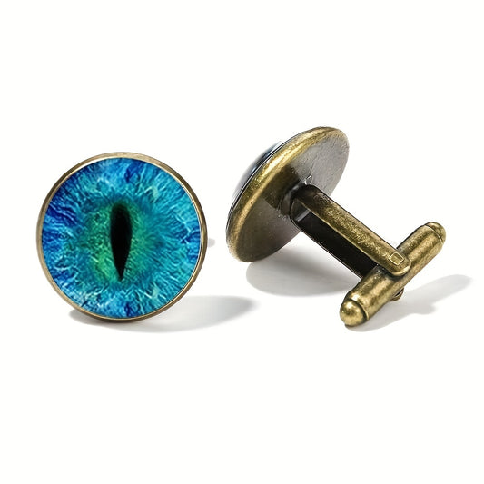 Crystal Glass Copper Cufflinks for Men