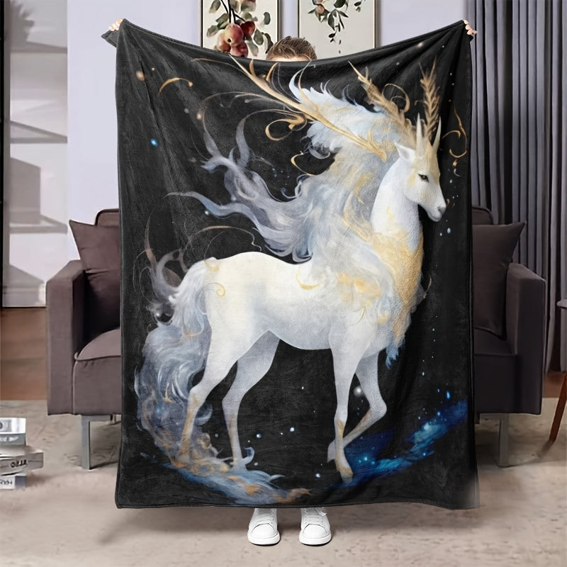 Soft Flannel Printed Blanket for Home Sofa Bed Office Nap Travel