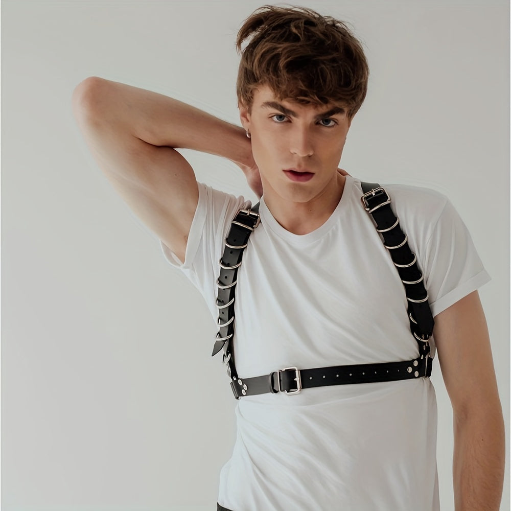 Men's Chest Strap Harness PU Leather Shoulder Strap Belt