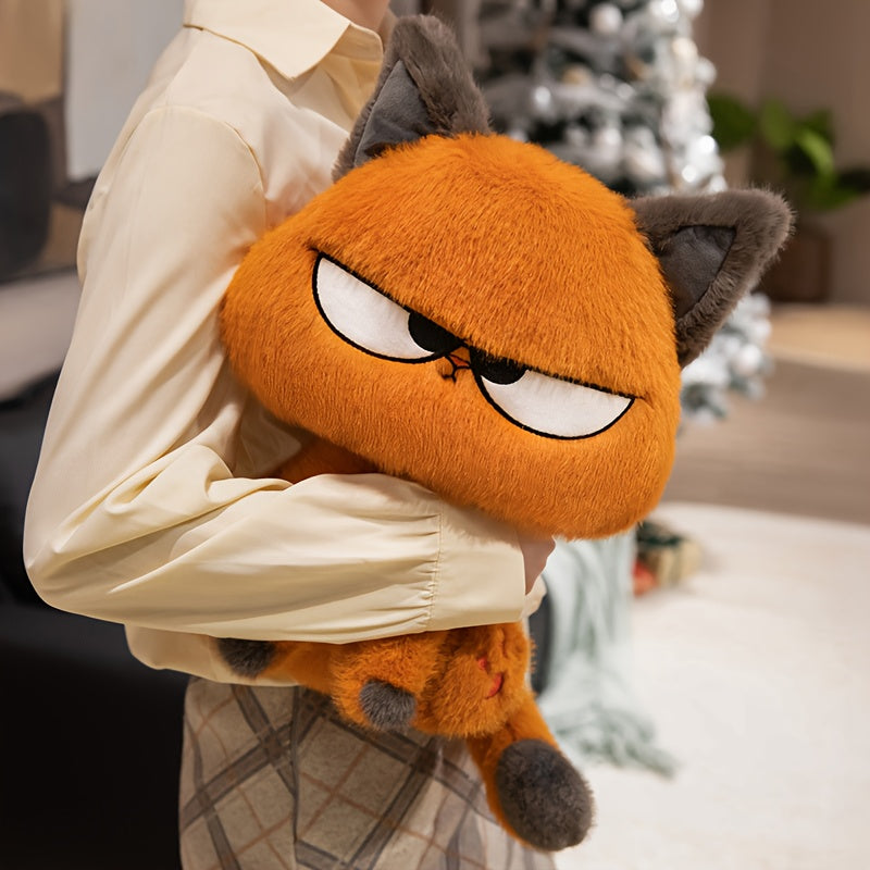 Large Huggable Orange Tabby Cat Plush Toy with Expressive Eyes