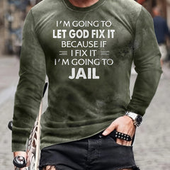 Letters Print Men's Long Sleeve Novelty T-shirt for Autumn