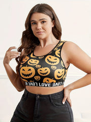  Pumpkin Print Seamless Bralette