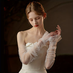 Beaded Mesh Veil Sleeve Fingerless Sleeve For Wedding Bridal