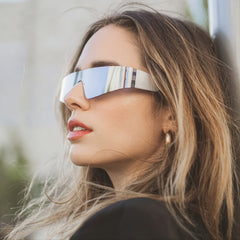 Rimless Futuristic Ladies Sports Sunglasses