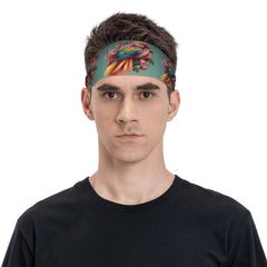 Parrot & Floral Print Sports Headband - Sweat Wicking & Stretchy