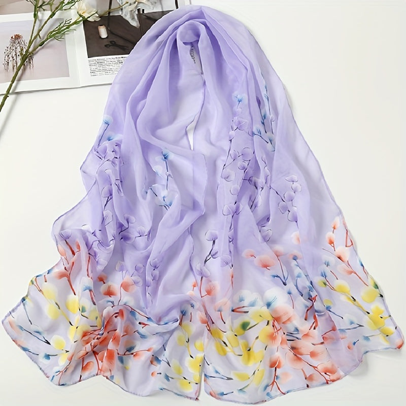 Leaf Chiffon Scarf Printed Breathable Shawl Outdoor Windproof Gauze Head Wrap