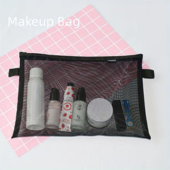 Nylon Grid Zipper File Bag Student Office Cosmetic Storage